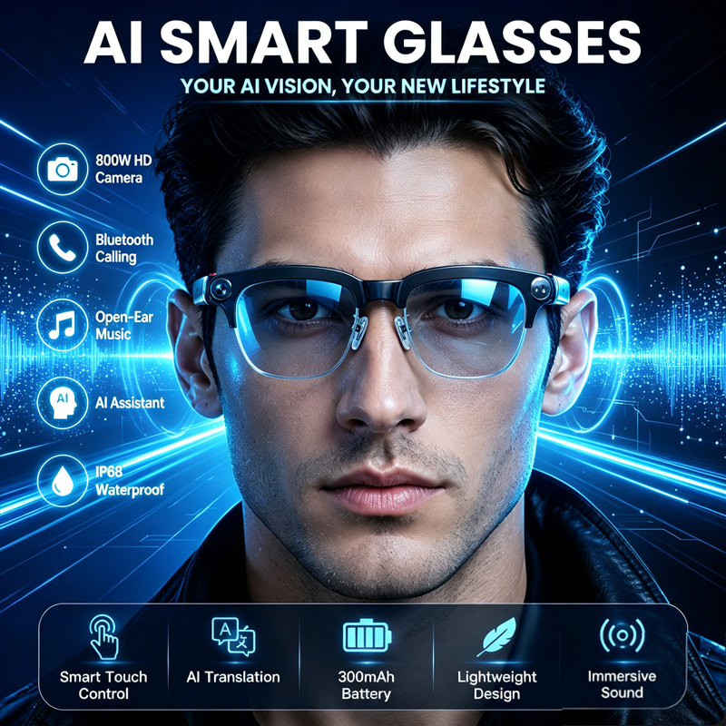 Audio Music Image - Lunettes intelligentes W630 avec caméra HD